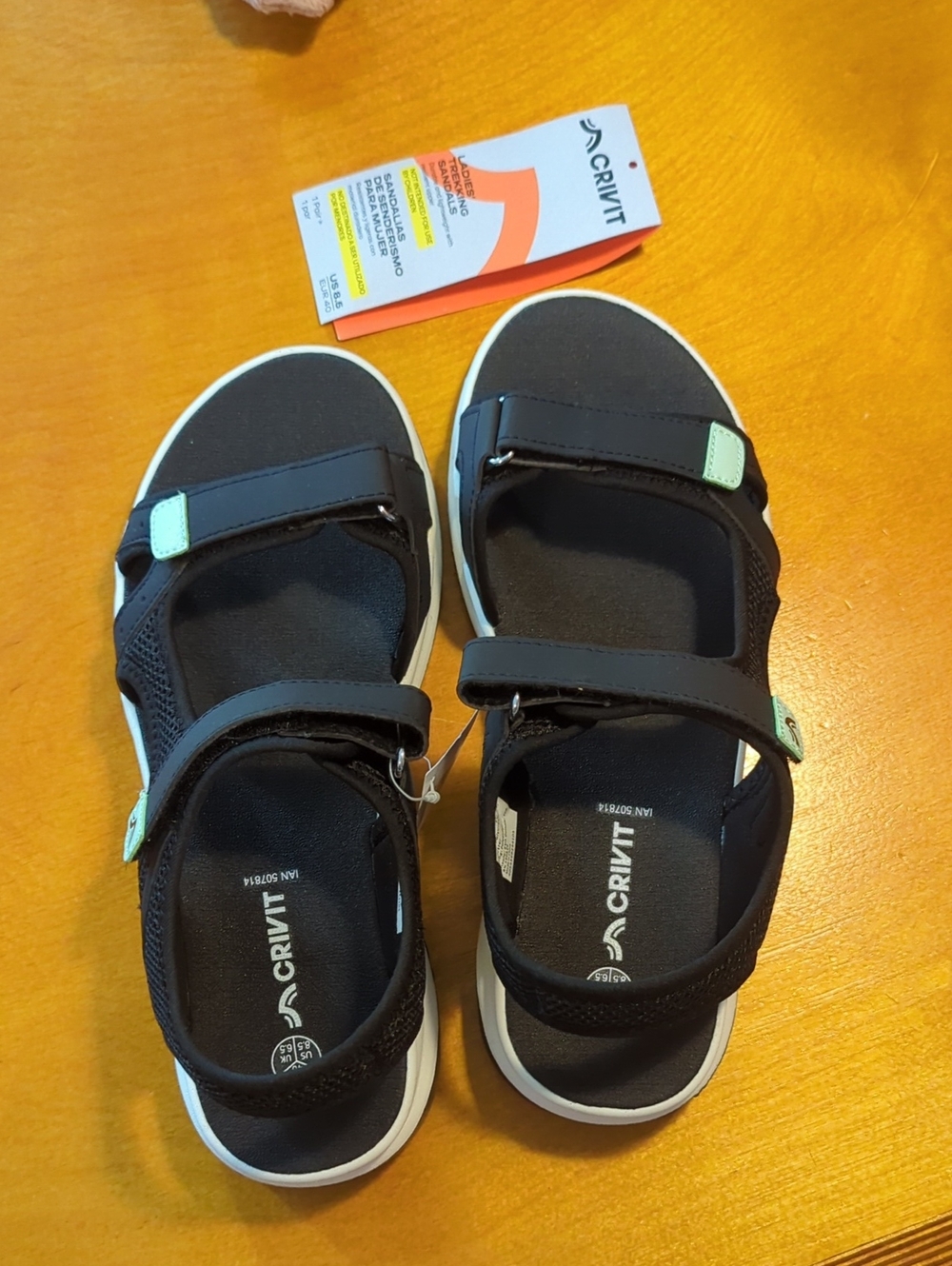Crivit Women's Black Sandals with Mint Accents Size Eur 40!
